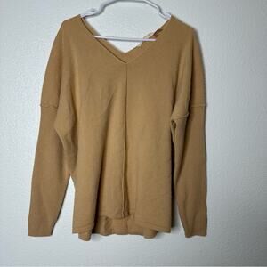 Soft Surroundings Etta 100% Cashmere V-Neck Ribbed Sleeve Sweater Medium